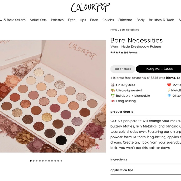 ColourPop "Bare Necessities" eyeshadow palette - Picture 4 of 8